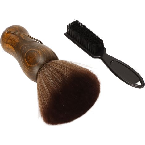 Pinceau à poussière pour cou avec manche en bois et poils en nylon, taille idéale pour salon de coiffure et barbier. (1/5)