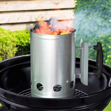 Starter mit Sicherheitsgriff, Kaminanzünder, Holzkohle-Feuerstelle, Grillzubehör für, Schnellstart-Grill zum Grillen, 270 cm hoch, 16 cm Durchmesser