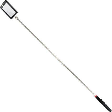 Miroir télescopique à LED ultra fin - Batterie incluse - Très clair - Extensible jusqu'à 88 cm - Double rotule - Poignée antidérapante