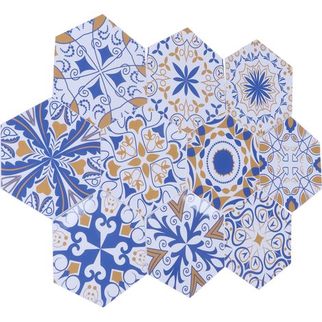 Set mit 10 Wandaufklebern mit Blumenmuster, wasserfest und langlebig, selbstklebend für Badezimmerfliesen, Heimdekoration (1/5)