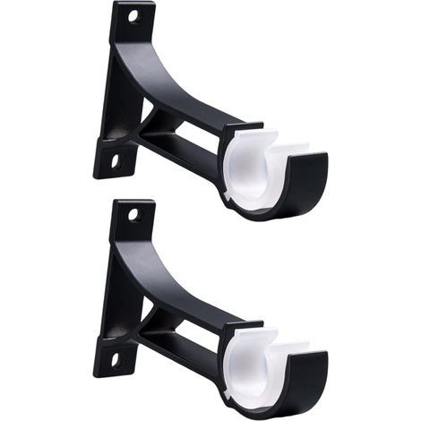Curtain rod bracket, wall-mounted, for 28mm rods, pack of 2, black (1/4)