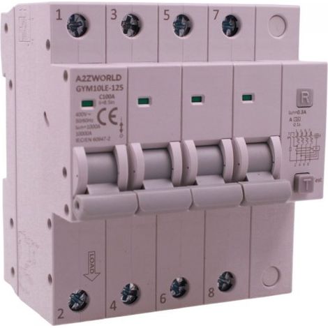 RCBO Interruttore Magnetotermico Differenziale Tipo A Curva C 4P Veri 5M 10kA 300mA, AC 400V IP20 GYM10LE-125, Disponibili 63A 80A 100A (C100A)