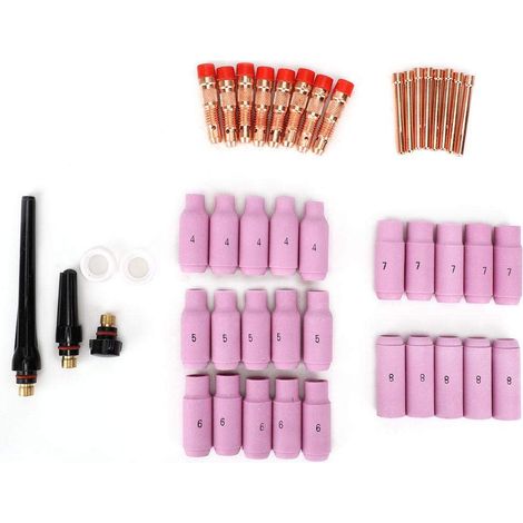 WIG-Schweißgeräte-Zubehör für Schweißpistole, 46-teilig, für Schweißbrenner WP-17/18/26, 0,040 Zoll, 1/16 Zoll, 3/32 Zoll, 1/8 Zoll (46 Stück)