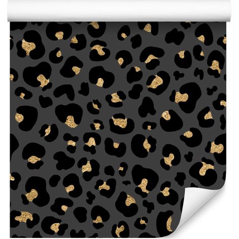 Tapete in Goldleder-Graphit, Schwarz und Ocker für Wohn- und Schlafzimmer, 50 x 1000 cm (1/5)