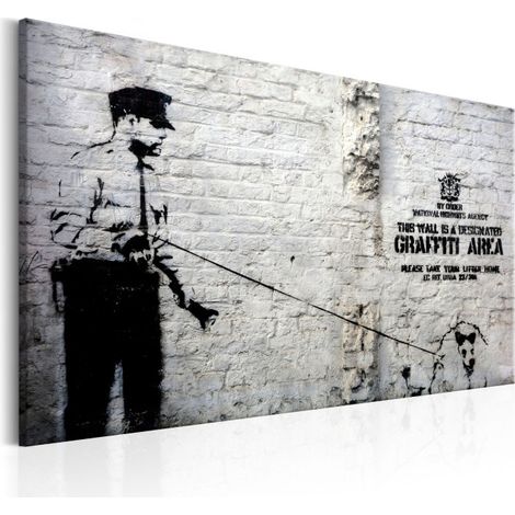 Tableau "Graffiti Area Police & a Dog - Banksy" 40 x 60 cm (1/2)