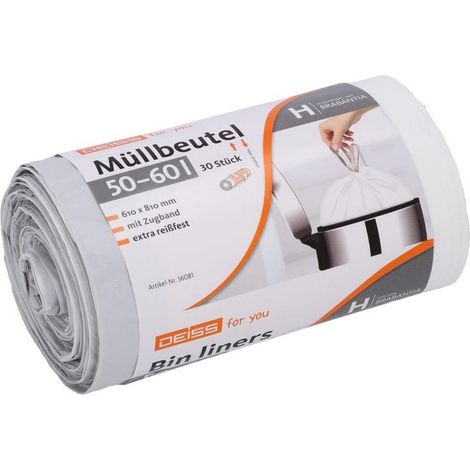 Sacs poubelles avec cordon 50 - 60 litres