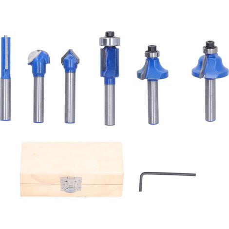 6Pcs Router Bit Set 6.35mm Stable Alloy High Temperature Resistance Durable Milling Cutter Wood Bits
