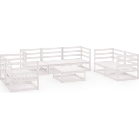 Maison Exclusive - Set Divani da Giardino 8 pz Bianco in Legno Massello di Pino