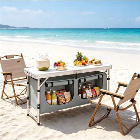 tavolo cucina 120x47 pieghevole con borsa grigio HAVRYA (1/4)