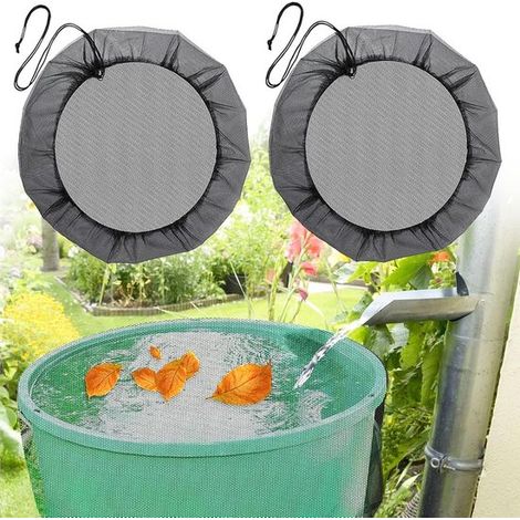 Regentonnennetze 2er Set, Ø 95 cm mit Kordelzug Schutz vor Blättern und Mücken (1/5)
