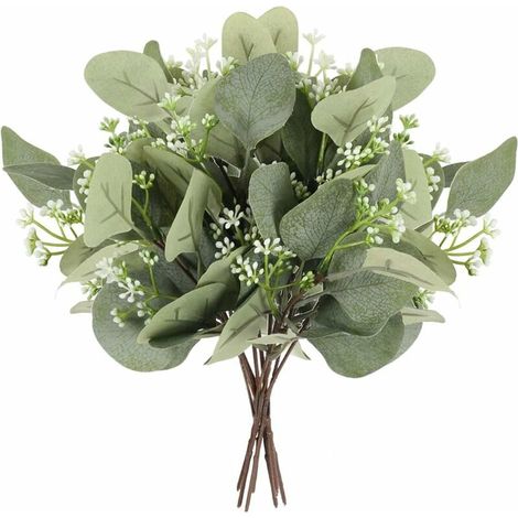 10pcs Artificial Eucalyptus Plants Artificial Plants Eucalyptus Leaves Artificial Green Plants Artificial Flowers Plastic Plants For Wedding Party Garden Balcony Decoration (1/5)