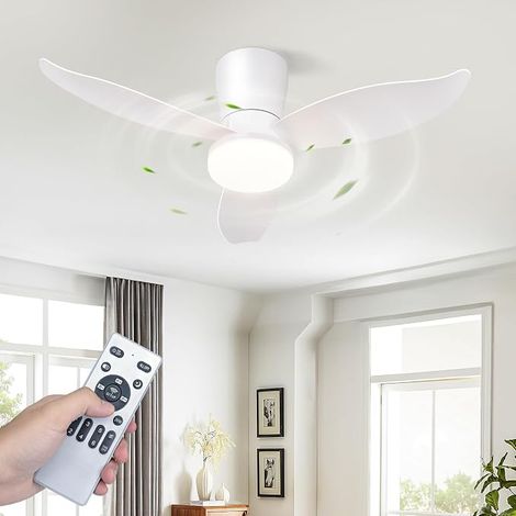 GBLY Ventiladores de techo con iluminación 3 aspas silenciosos con luz blanco regulable 6 velocidades con mando a distancia lámpara de cocina para dormitorio cocina (1/5)