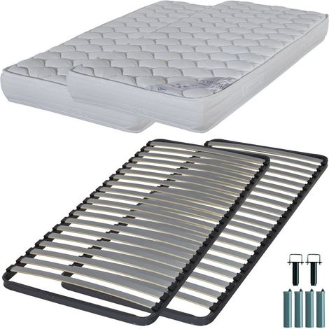 Matelas mousse + Sommier C220 2x90x200 Montana - Hauteur 18 cm - Soutien équilibré (1/5)