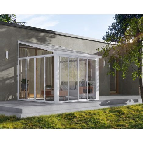 Palram - Canopia – Véranda SanRemo 9,2m² blanche – Structure en aluminium inoxydable – Vitrage polycarbonate résistant aux UV – Montage facile