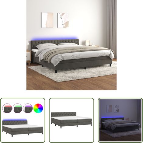 Matratze - Boxspringbett mit Matratze & LED Dunkelgrau 200x200 cm Samt (1/5)