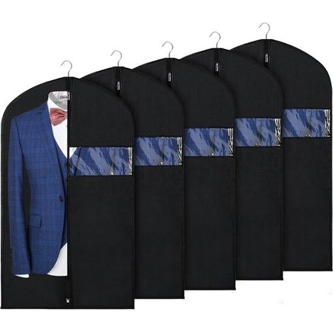 5 pezzi,60×100 cm,Sacchetto antipolvere per costume,Copricostume con porta biglietti da visita,Facile da identificare (grucce non incluse) (1/5)