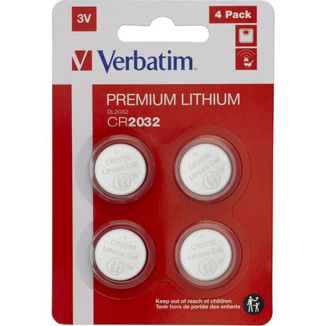 Verbatim CR2032 Batterie Litio 3V Monouso Argento - Confezione da 4 - 20mm x 3.2mm (1/3)