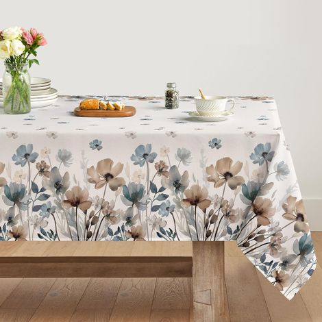 Nappe 140x200 cm à motif floral, Rectangulaire, Polyester, Marron