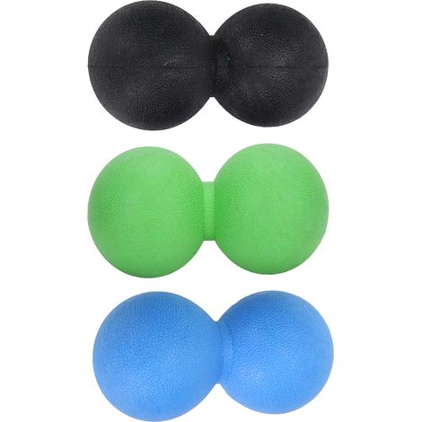 Lot de 3 Balles de Massage TPR pour Yoga, Fitness et Détente Musculaire - Rouleau Fascia Portable pour Corps Entier (Noir, Vert, Bleu) (1/5)