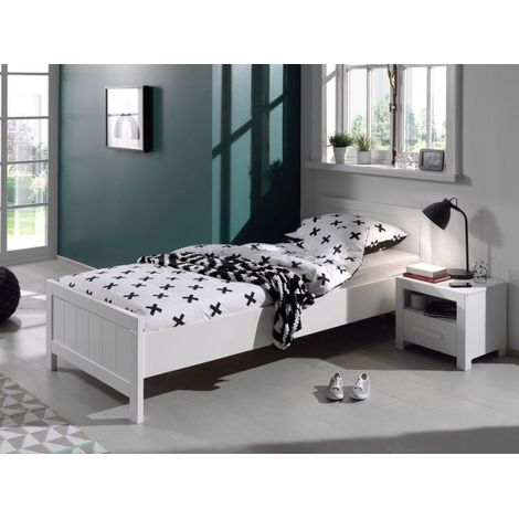Pack - Lit Enfant & Chevet "Erik" 90x200cm Blanc (1/3)