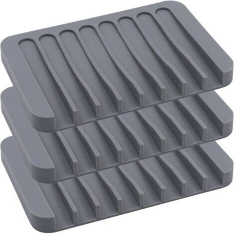 Porte-savon en silicone, douche, cascade, autodrainant, pour salle de bain, cuisine, plan de travail, 3 pièces, gris (1/5)