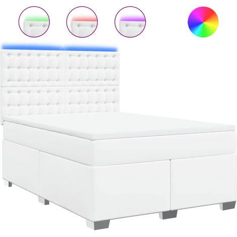 Maison Exclusive - Sommier à lattes de lit avec matelas Blanc 140x190cm Similicuir (1/5)