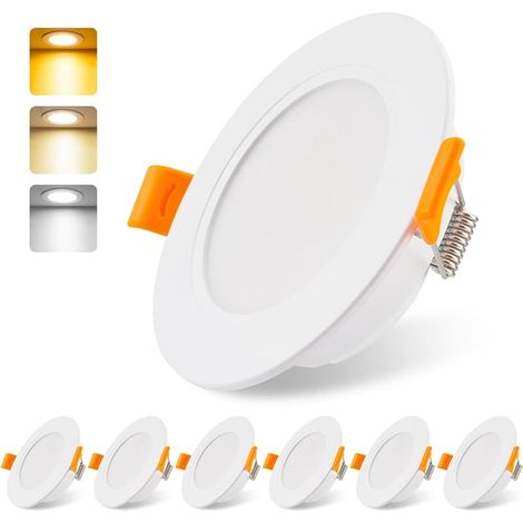 Spot LED Encastrable Extra Plat 230V 5W Set de 6, Encastré Lampe Plafonnier, Spot LED 3000/4000/6000K, Spot de Plafond IP54 pour Salle de Bain Salon Cuisine Chambre à Coucher (1/5)