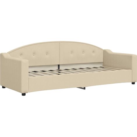 Lit simple,Lit adulte,Lit de repos sans matelas crème 80x200 cm tissu CFW26098 (1/5)