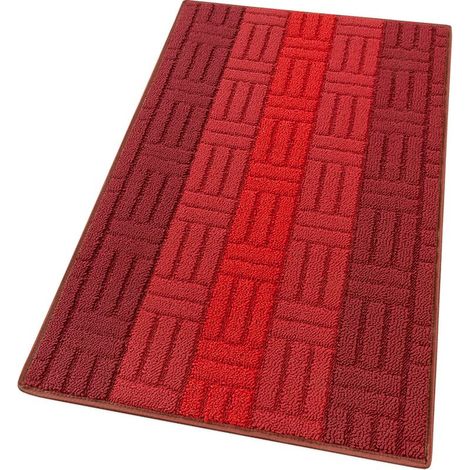 Tapis de Cuisine Tissage 3D Bordé Absorbant Antidérapant En Différentes Tailles Bordeaux - 57x145 cm (1/4)