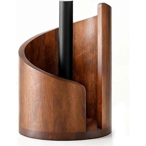 Mountain porte essuie tout plan de travail avec bois rond base et iron support stand pour cuisine roll organize C (1/5)