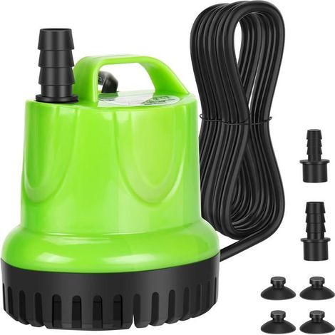 Bomba sumergible de 25 W y 1200 l/hora, alto caudal, protección contra funcionamiento en seco, funcionamiento ultrasilencioso, adecuada para acuarios, fuentes y estanques. (1/5)