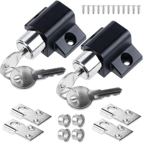 Lot de 2 verrous pour portes coulissantes compatibles avec fenêtres - Limiteur d'ouverture - Verrou de sécurité pour portes coulissantes - Avec clé - Noir (1/5)