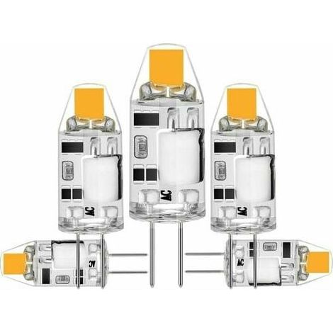 Ampoules led G4, Ampoules LED COB 2W remplace les ampoules halogènes 20W, Ampoules LED G4 3000K blanc chaud 300LM 12V AC/DC, pas de scintillement, non dimmable, lot de 5 (1/5)