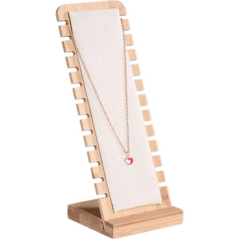Présentoir à Colliers en Bois Porte, 12 emplacements Présentoir de Bijoux de Collier Panneaux pour Bracelet Collier Pendentif, Beige (1/5)