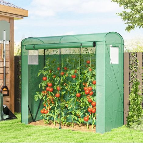 Invernadero de jardín 200x75x188 cm de acero verde con puerta enrollable – MEUBLIV (1/5)
