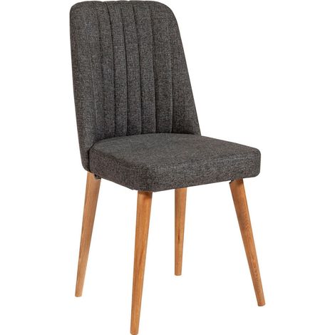 Chaise de salle à manger tissu anthracite et bois naturel Akira (1/4)
