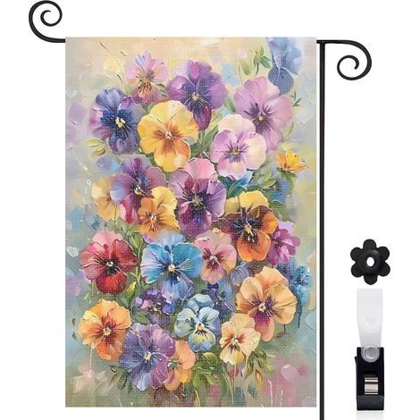 Drapeau de jardin Bienvenue en toile double face 45 x 30 cm décoratif et élégant maison de campagne (1/5)