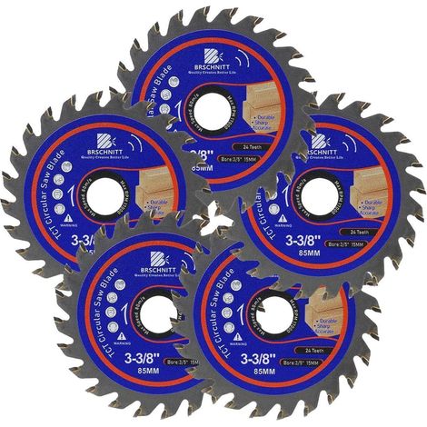 Kreissägeblatt 85mm 24 Zähne Hartmetall für Holz & Platten 5 Stück (1/5)
