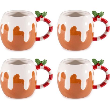 Tazze da Colazione con Manico a Forma di Bastoncino di Zucchero - Set da 4 (1/3)