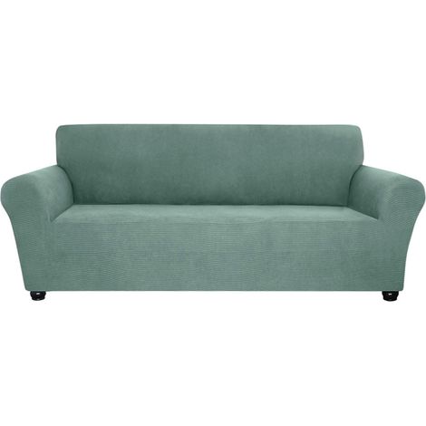 Stretch-Sofaüberzug aus Spandex, rutschfest, weich, waschbar, für 3-Sitzer-Sofas, geeignet für Wohnzimmer, Kinderzimmer und Haustiere (Hellgrün) (1/5)