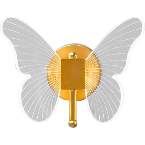 EASYCOMFORT Luxueux Papillon Design Chevets Lampes Murales LED - Cadre en Cuivre, Abat-jour en Acrylique, Chambre (1/5)