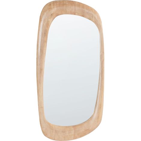 Miroir Mural Retro en Bois d'Hévéa 120 x 57 cm Décoratif Accessoire Asymétrique Marron Trizay