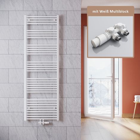 SONNI Design Heizkörper Bad Badheizkörper Weiß,1800x600mm,mit Weiß Multiblock,998 Watt,Mittelanschluss (1/5)