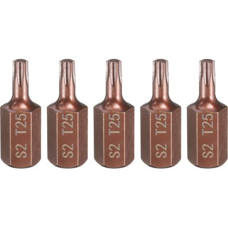 5Pcs T25 Embout de Tournevis Torx 10mm Tige Hexagonale 30mm Longueur Acier S2 Embouts de Tournevis Hexagonaux à Tête Hexagonale à 6 Pans de Sécurité Inviolables (1/5)