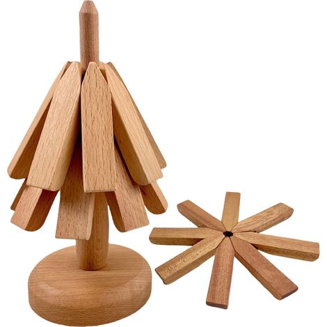 Plateau en Bois Dessous de Plat Antidrapant en Forme darbre (1/5)