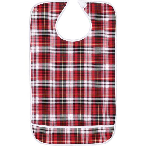 Bavoir adulte imperméable repas double couche, tablier protecteur rouge pour personnes âgées, vêtements de protection repas senior (1/5)