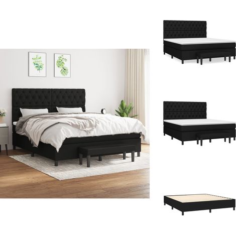 Boxspringbett mit Matratze Schwarz 160x200 cm Stoff - Boxspringbett - Doppelbett - Schlafraum - Bettgestell - Bettenrahmen (1/5)