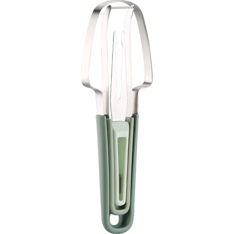Trancheuse Pastèque Inox 3-en-1 – Outil Fruits pour Melon, Papaye, Dragon, Vert