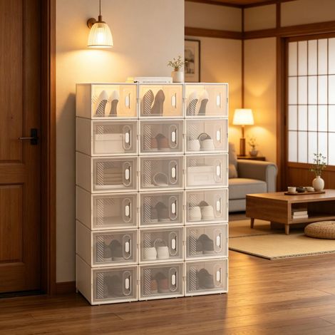 Scarpiera modulare impilabile 18 box in plastica OKMYHOME (1/5)