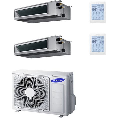 Samsung Kanalklimaanlage, Niederdruck-Dual-Split-Inverter, R32, 9000 + 12000 BTU, AJ040TXJ2KG/EU, Klasse A+++/A++, Kabelsteuerung, MWR-SH11N